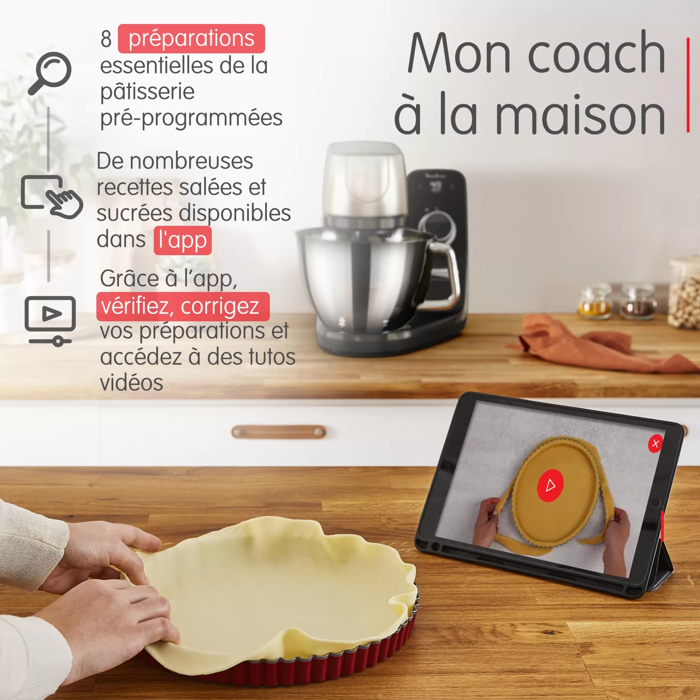 Coach, Robot Patissier, 8 Programmes, Coaching Sur L'App Gratuite, Pinceau + Maryse-Moulinex Fashion